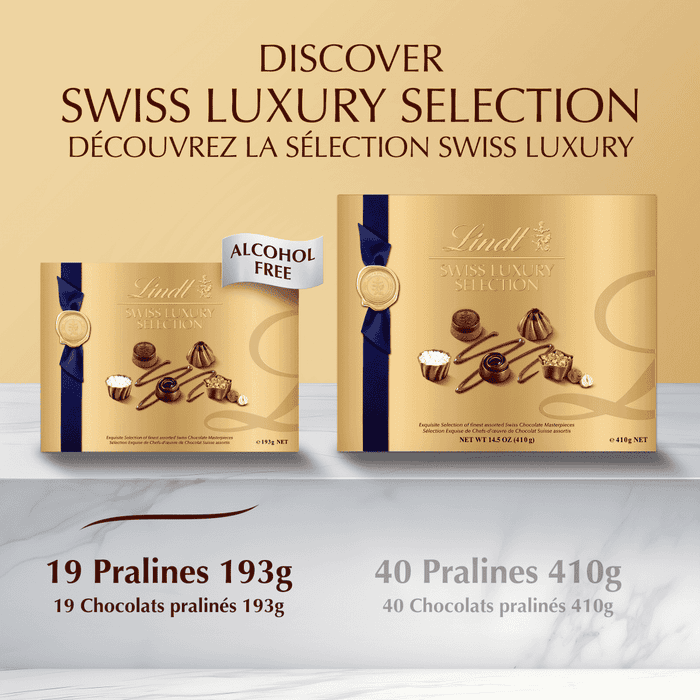 Lindt SWISS LUXURY SELECTION Assorted Chocolate Pralines Gift Box, 193g