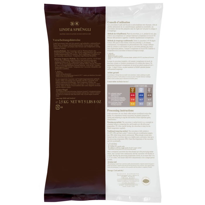 Lindt PICCOLI Swiss Premium Couverture Milk Chocolate Bag, 2.5kg