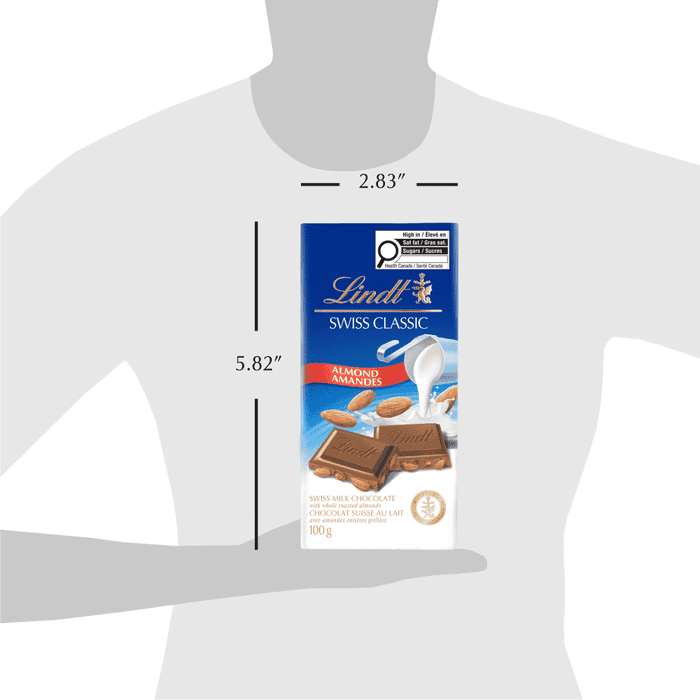 Lindt SWISS CLASSIC Almond Milk Chocolate Bar, 100g