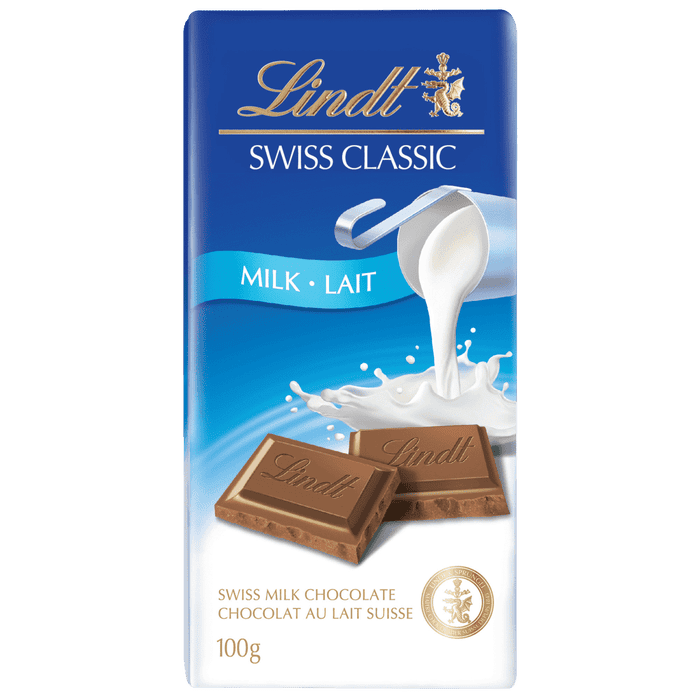 Lindt SWISS CLASSIC Milk Chocolate Bar, 100g