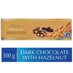 Lindt SWISS CLASSIC Dark Chocolate and Hazelnut Bar, 300g