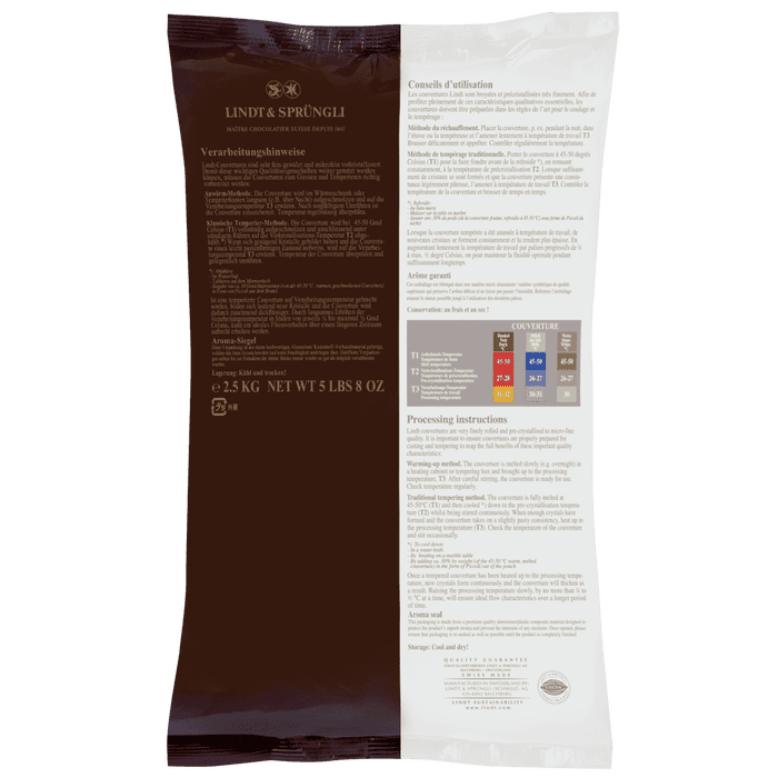 Lindt PICCOLI Swiss Premium Couverture Dark Chocolate Bag, 2.5kg