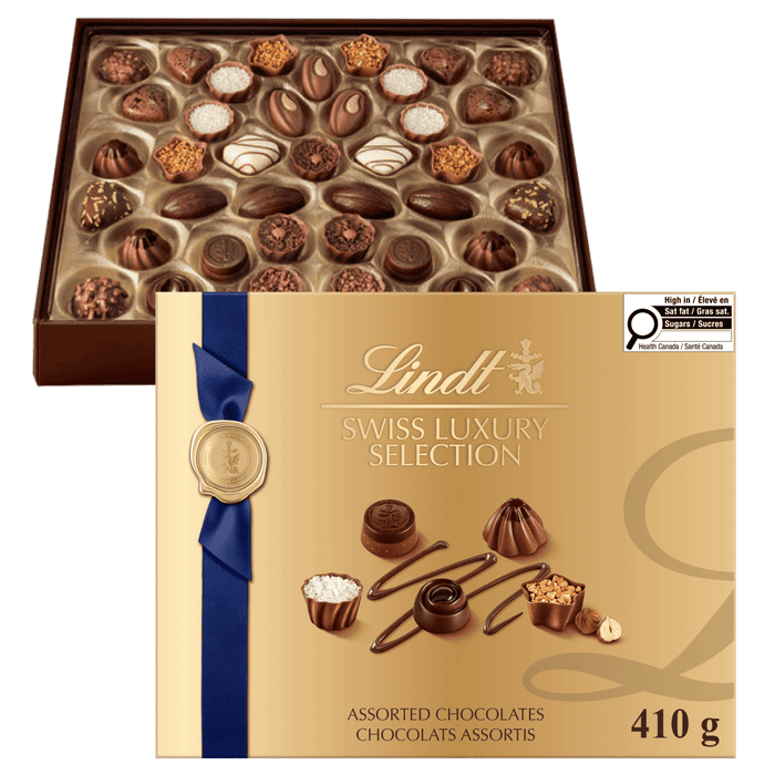 Lindt SWISS LUXURY SELECTION Assorted Chocolate Pralines Gift Box, 410g