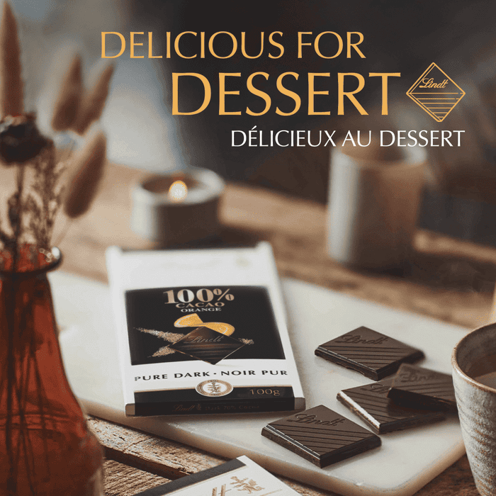 Lindt EXCELLENCE 100% Cacao Orange Dark Chocolate Bar, 50g