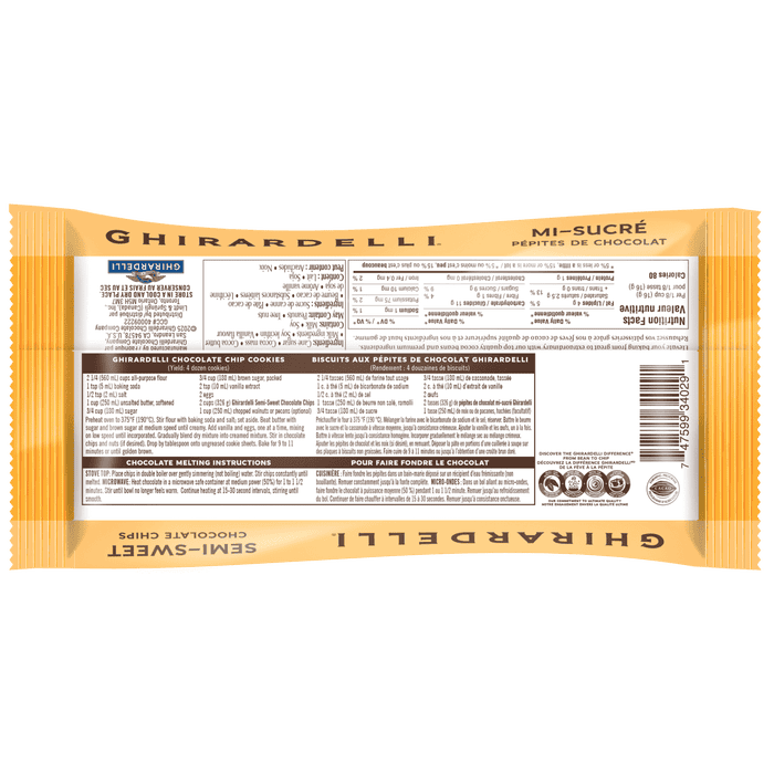 GHIRARDELLI Semisweet Baking Chocolate Chips Bag, 326g