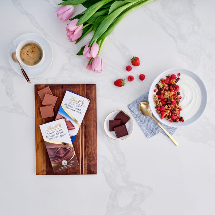Lindt No Sugar Added Dark Chocolate Bar, 100g