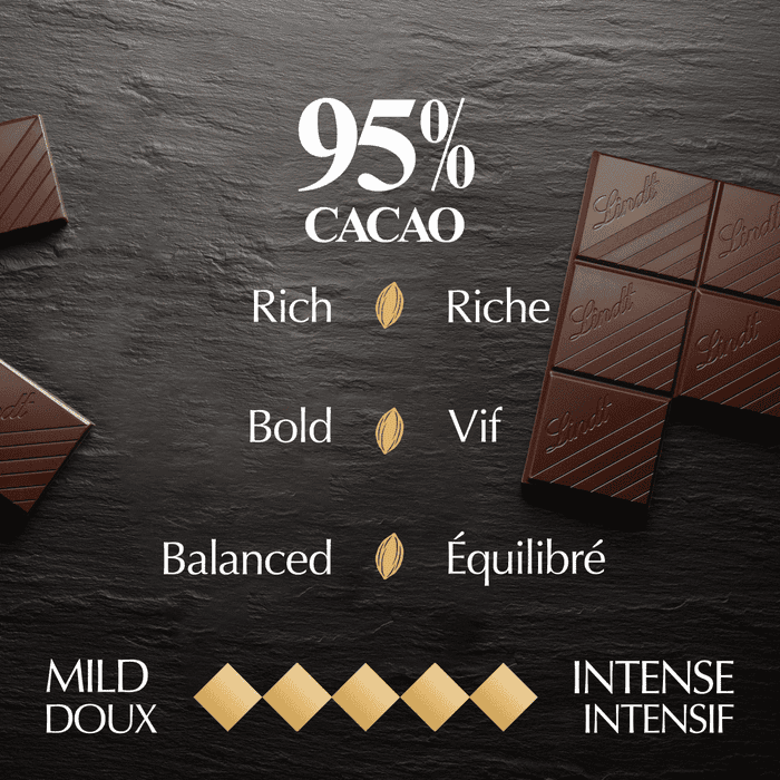 Lindt EXCELLENCE 95% Cacao Dark Chocolate Bar, 80g