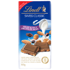 Lindt SWISS CLASSIC Fruit & Nut Milk Chocolate Bar, 100g