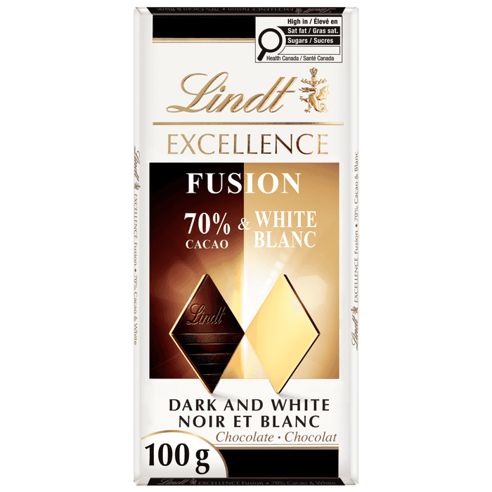 Lindt EXCELLENCE Fusion 70% Dark Cacao & White Chocolate Bar, 100g