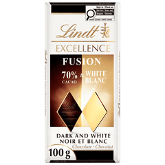 Lindt EXCELLENCE Fusion 70% Dark Cacao & White Chocolate Bar, 100g