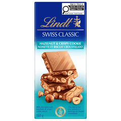 Lindt SWISS CLASSIC Milk Chocolate Hazelnut Crispy Cookie, 150g