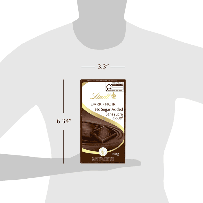 Lindt No Sugar Added Dark Chocolate Bar, 100g