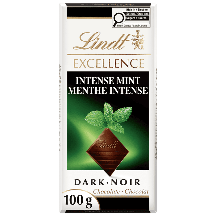 Lindt EXCELLENCE Intense Mint Dark Chocolate Bar, 100g