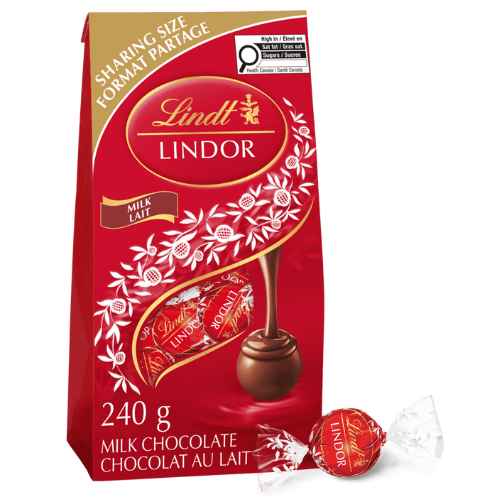 Lindt LINDOR Milk Chocolate Truffles Bag, 240g