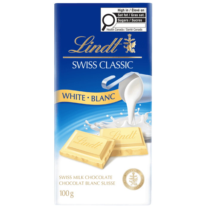 Lindt SWISS CLASSIC White Chocolate Bar, 100g
