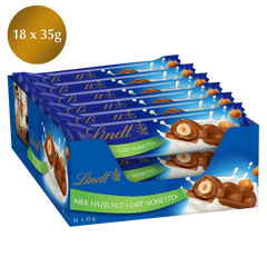 Lindt SWISS CLASSIC Milk Whole Hazelnut Chocolate Stick Case Pack 18 x 35g
