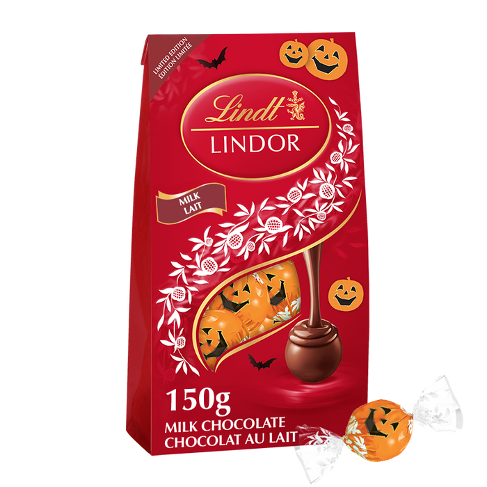 Lindt LINDOR Pumpkin Milk Chocolate Truffles Bag, 150g